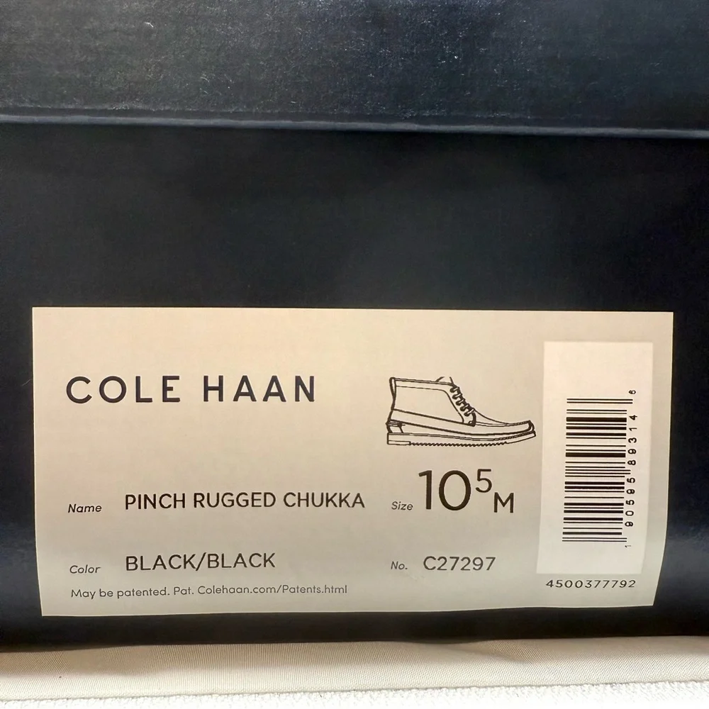 Cole Haan Men’s Pinch‎ Rugged Chukka Ankle Boots Black Leather 10.5 New in Box